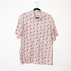 Vintage Burma Bibas Geometric Button-Up Shirt – 60 Singles Lawn 100% Cotton